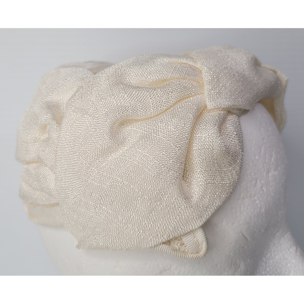 UNION Made Off White Pillbox Twisted Fabric Hat Formal Net Vintage Original